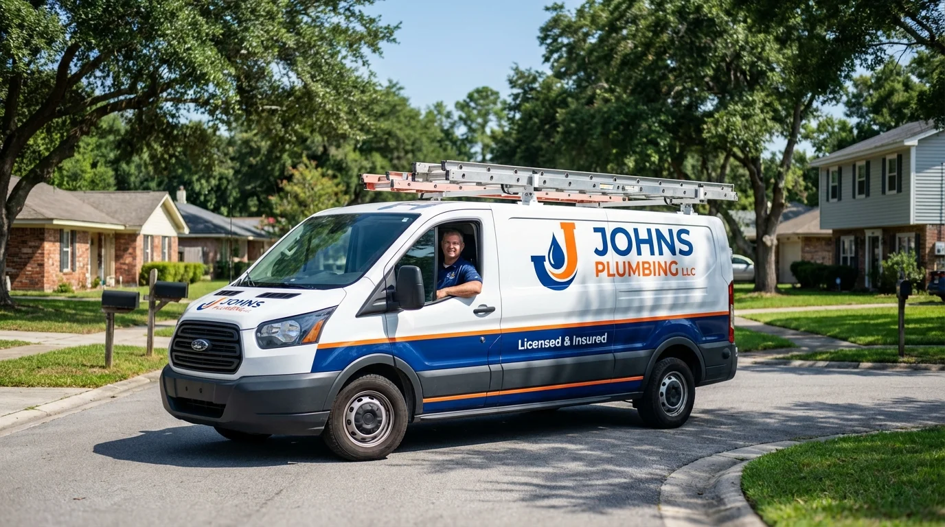 Johns Plumbing LLC service van in Mount Vernon, GA