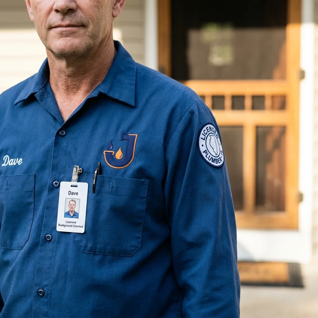 Licensed plumber showing ID badge in Mount Vernon, GA